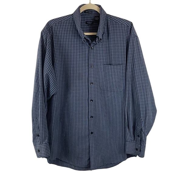 Van Heusen Studio No Iron Windowpane Check Shirt Size Large - Picture 1 of 8